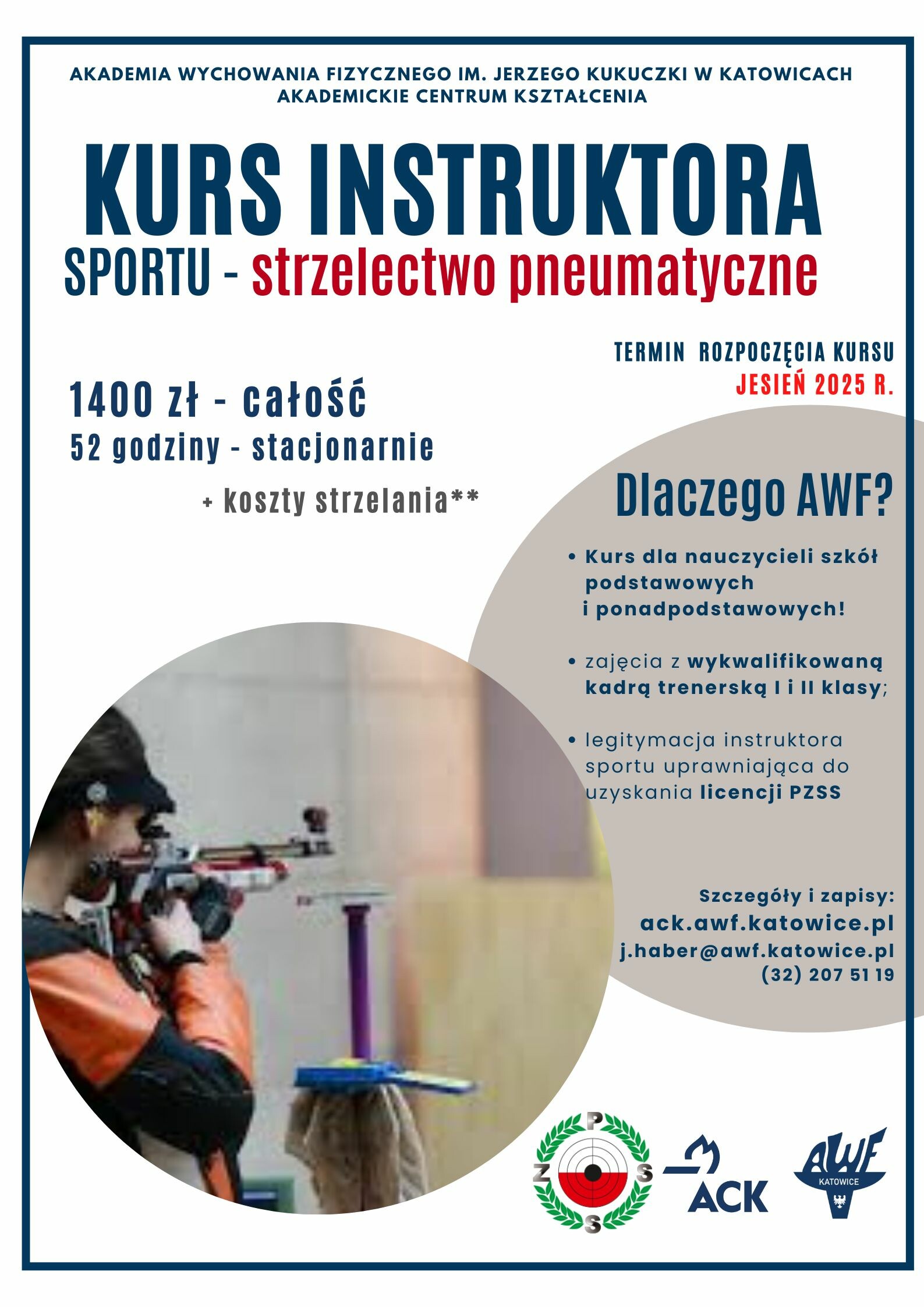Plakat kursu strzelectwo pneumatyczne